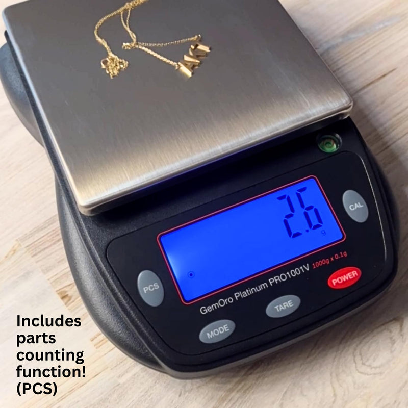 GemOro Platinum PRO1001V | Durable Precise Jewelers Countertop Portable Scale | Digital Precision Tool with Expert Professional Reading & Accuracy 1000g x 0.1g Readability (Black)
