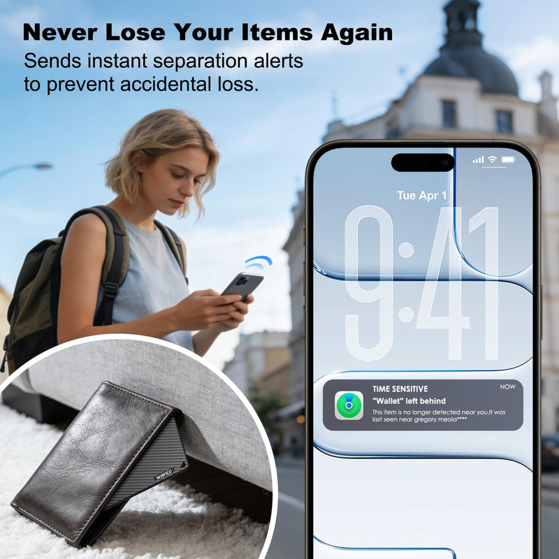 Wallet Tracker for Apple Find My, [Apple MFi Certified], iOS Only | 5+ Year Battery, Ultra-Slim Smart Card Tracker for Walle, Wallet Tracker Card forWallet, Passport, Luggage, Purse & Backpack Black