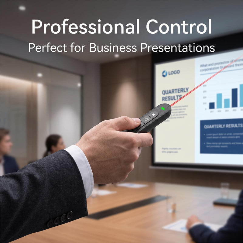 Presentation Clicker with Red Beam, 328ft Wireless Presenter Remote, Magnetic USB Receiver for PowerPoint Windows macOS Android Linux
