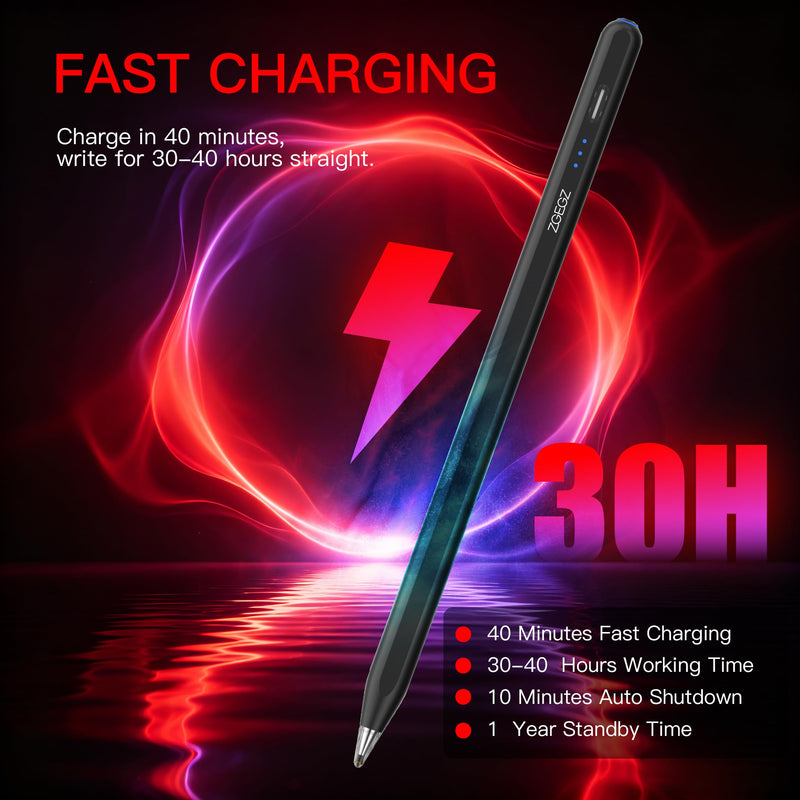 Stylus Pencil for Lenovo Tab/XIAOMI/Redmi pad,30H Battery Life，Black | Accurate writing,ultra long battery life,No Bluetooth needed，Button on/off，Transparent Pen Tip Black