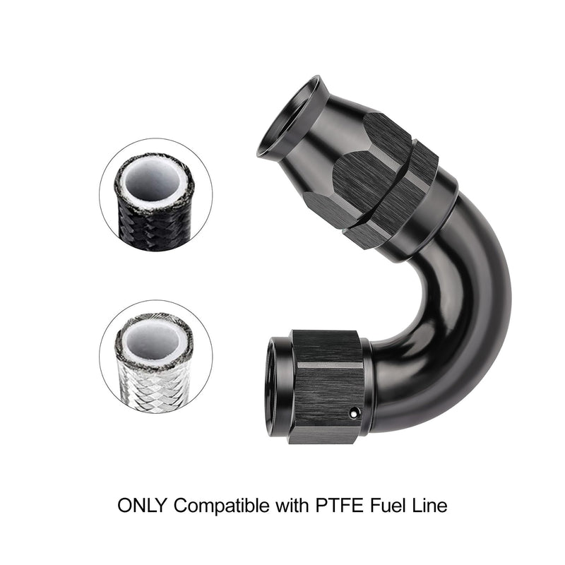 EVIL ENERGY 6AN 150 Degree PTFE One Piece Full Flow End Hose Fitting Aluminum Black