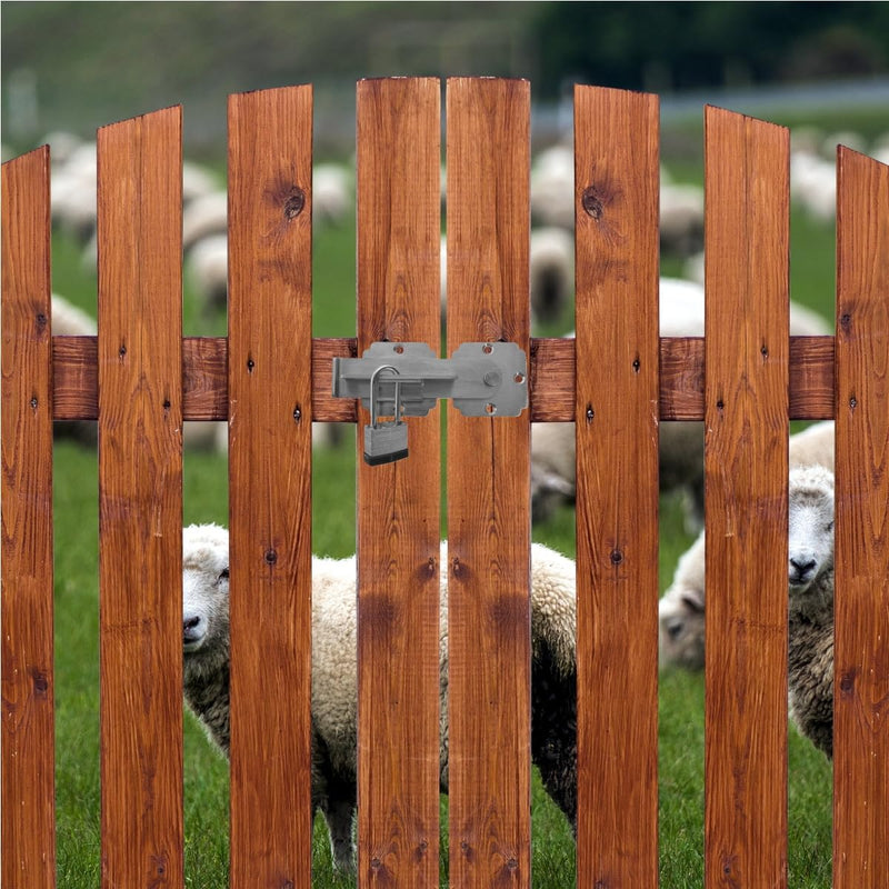 Flip Gate Latch Lock with Padlock Hole, Heavy Duty Stainless Steel Door Latch for Outdoor Wooden Fence, Swing Open Gate, Double Gate, Barn Door, Shed, Vinyl Fence, Yard (Silver (2 Pcs)) Silver (2 Pcs)