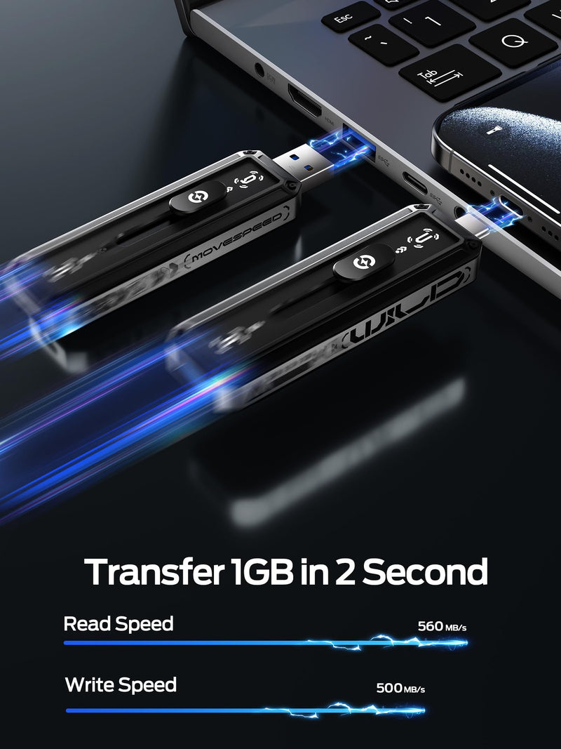 MOVE SPEED USB Drive 1TB External SSD 560MB/s Read Speed, USB 3.2+USB ...