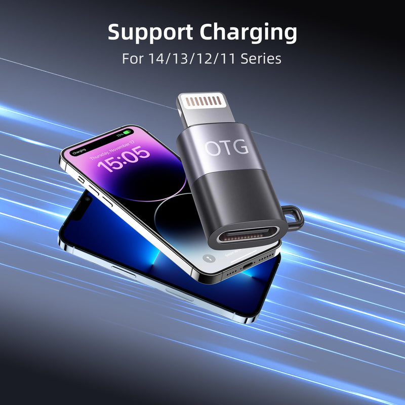 USB-C to Lightning OTG Audio Adapter for Connecting DJI Mic Mini/Lark M2S Series Wireless Microphone Receivers to iPhone 14/13/12/11 / Mac