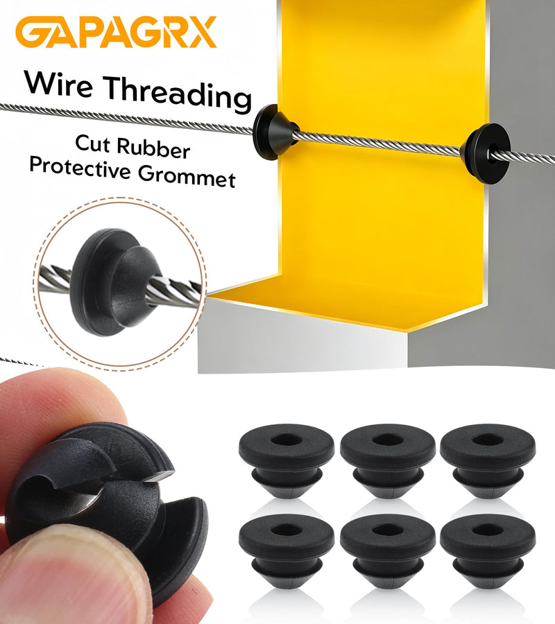 100 Pack Cable Railing Rubber Grommets for 1/8" 5/32" 3/16" Wire Rope | Rubber Grommets Protector Sleeve for Metal Cable Railing Posts, 1/8" Cable Railing Grommet, for Outdoor Indoor Railing