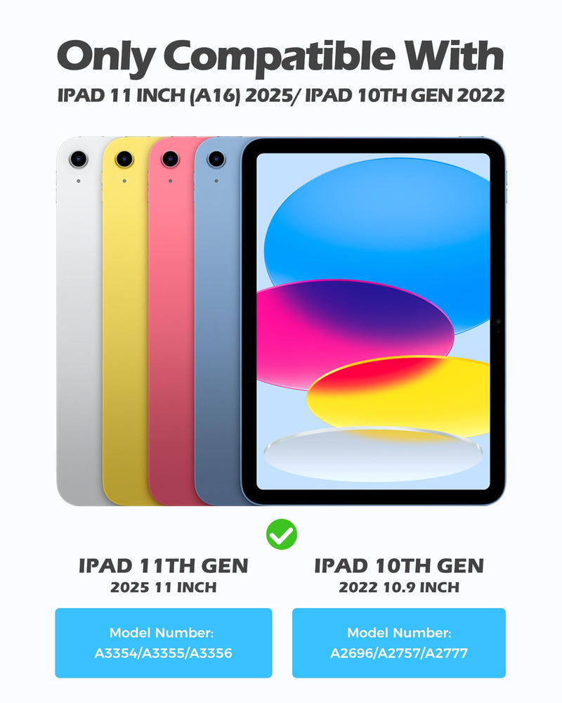 ProCase Kids Case for 11" iPad (A16) & 10.9" iPad 10th Gen, Blue&Black | 180° Adjustable Kickstand with Pencil Holder, 3-Layer Heavy Duty Rugged Shockproof Hard Shell Cover Black & Blue