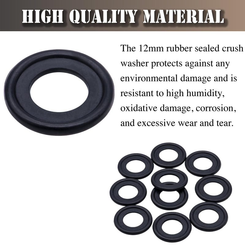 10PCS M12 Drain Plug Gasket Rubber Crush Washer Seals 12616850 3536966 Engine Oil Pan Drain Plug Seal Compatible with Chevy GMC Ford Engine Oil Crush Washers 10 pcs M12-12616850