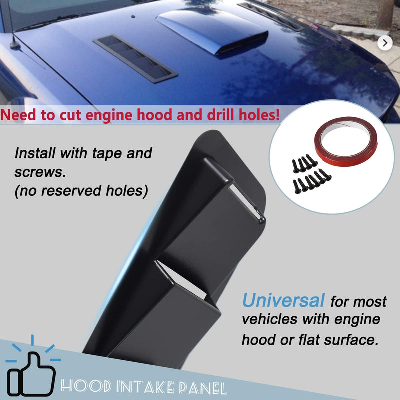 YESHMA Car Hood Vents Scoop Bonnet Cover Hood Intake Scoop Louvers Cooling Intake Vent Cover (Gloss Black)