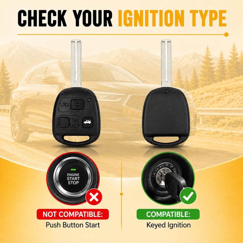 Key Fob Replacement Fits for 2001-2005 Lexus IS300/ 2002-2003 ES300 | HYQ1512V 89785-50031 4C Chip 1.5in Blade (Requires Master Key)