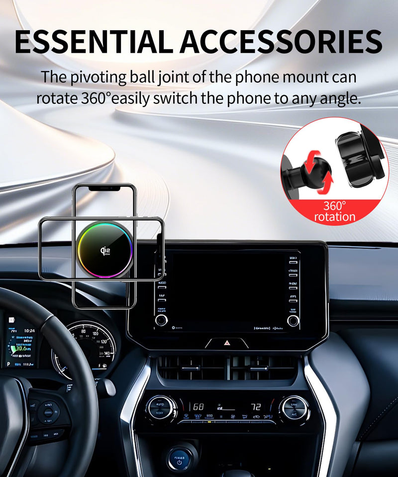 25W Car Mount Charger for Toyota Venza 2021-2024 8-Inch Screen | 2021-2024 Toyota Venza Qi2.2 25W MagSafe Fast Charging Cell Phone Holder Accessories,with Cooling Fan＆54W Fast Adapter,8" for 2021-2024 Toyota Venza(8 Inch)