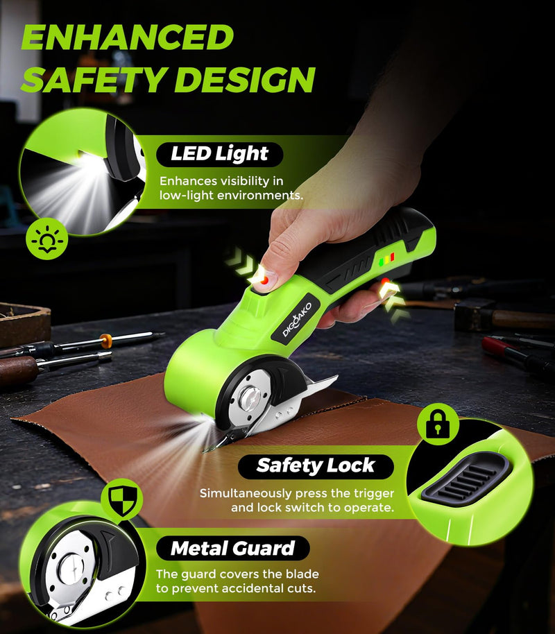 Cardboard Cutter - Rechargeable Cordless Electric Scissors, 4V Duty Electric Box Cutter for Cardboard, Safety Lock & LED Light, Powerful Cutting for Carton Carpet Plastic Fabric Leather