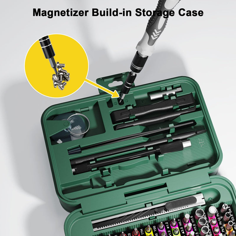 Mini Precision Screwdriver Set with Color-coded Identification, 132 in 1 Micro Magnetic Repair Tool Kits with Storage Box, 108 Bits,Small Manual Screw Driver Toolkits for iPhone/Mac/iPad/Table Green