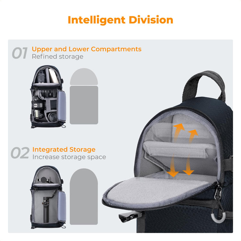 K&F Concept Camera Sling Bag Crossbody Bag Camera Shoulder Backpack DSLR/SLR/Mirrorless Photography Bags Compatible with Canon/Nikon/Sony/Fuji/Gopro/DJI Blue