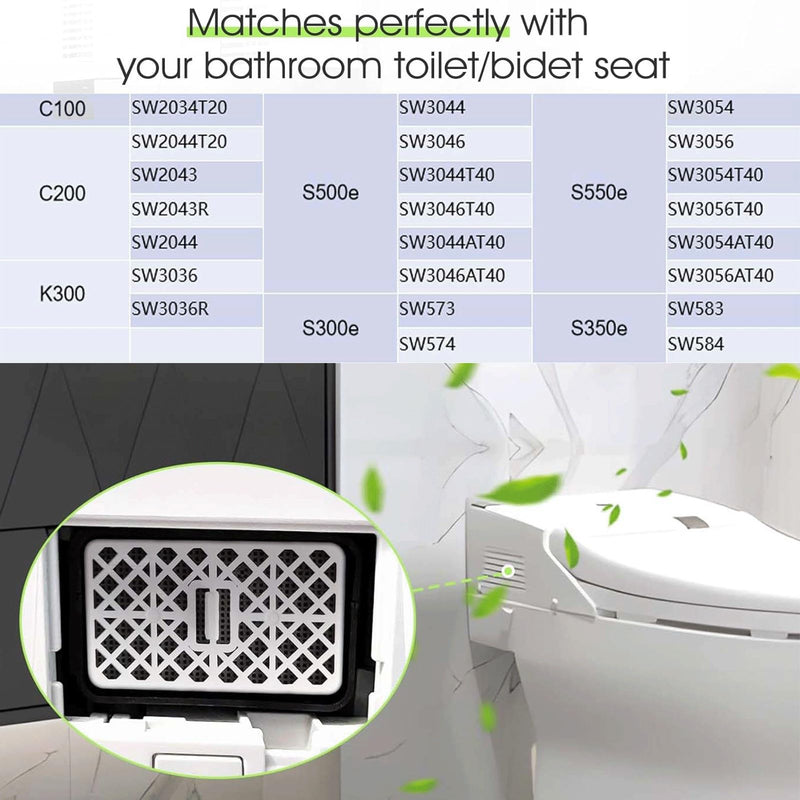 Washlet Deodorizer Air Filter Compatible with Toto THU9476/THU6072/THU6474-01/THU6474 Replace Bathroom Toilet Carbon 2 Pack