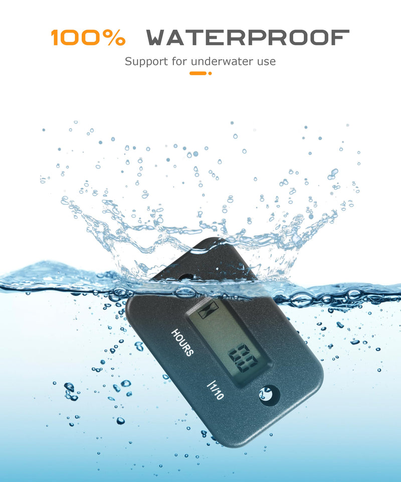 Hour Meter,Car Accessories Hour Meters for Small Engines,Hour Meter for Generator,Car Digital Inductive Generator Hour Meter,Waterproof Design IP65,Suitable for Lawn Mowers Motorcycle Boat ATV