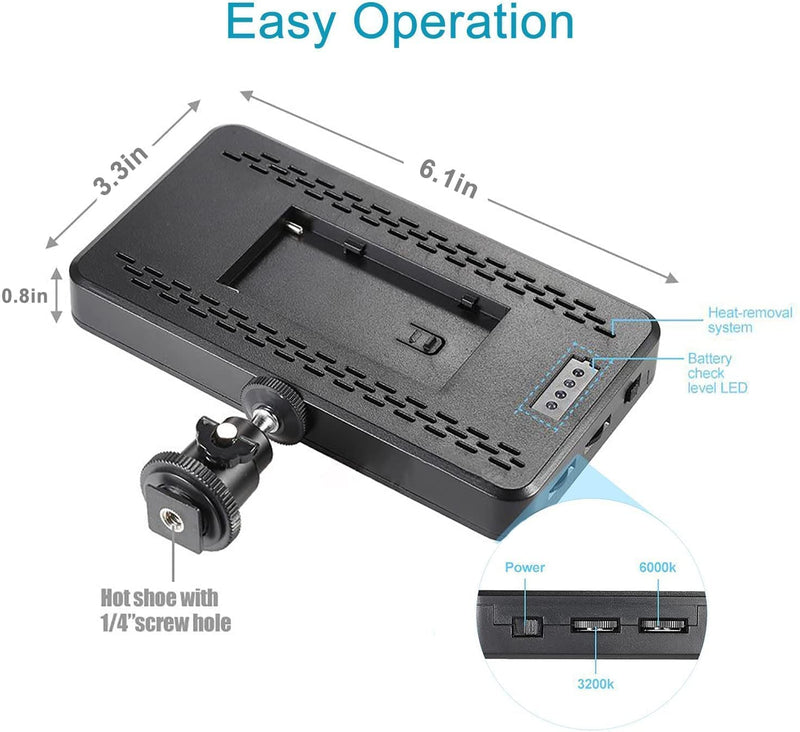 W228 LED Video Light 6000k Dimmable Ultra Bright Panel Digital Camera/Camcorder Light, LED Light (No Battery)
