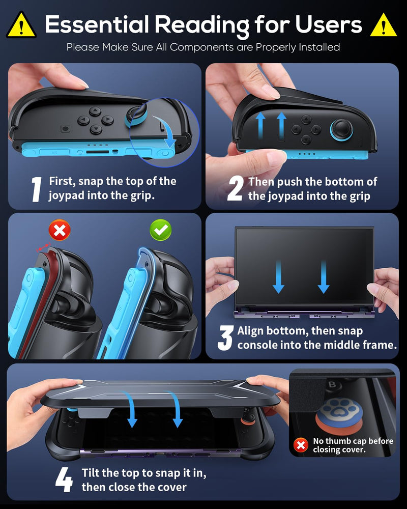 FASTSNAIL Switch 2 Dockable Case Cover for Nintendo 2 2025 & PC Front Cover | TPU Protective Case, Military Protection, Split Design, Non-Slip Ergonomic Grips for Joycon 2, 12 Game Slots, Deep Purple Switch 2 Cover with Front Case