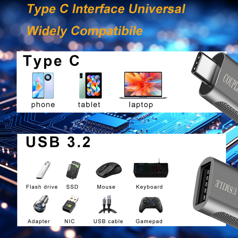 USB C to USB Adapter [4 Pack],OTG Cable | Thunderbolt3 to USB|10Gbps High-Speed | USB-IF Certified | Compatible with MacBook Pro/Air, iPhone 15, Laptops, Tablets USB C to USB 4pack-Silver