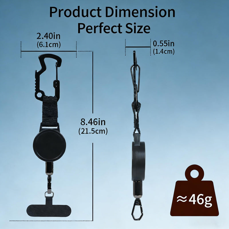 Anti-Theft Phone Tether, Phone Lanyard Retractable Steel Line and Locking Carabiner 2