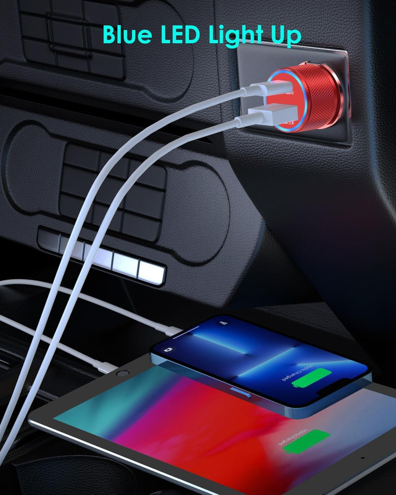 2Pack iPhone USB Car Charger,Dual USBA&USBC iPhone Car Charge Fast Charging | PD/QC USB C Cigarette Lighter Adapter, Car Charger USB Fast Charge for iPhone 17/16/15/14/13/12/11,iPad,Galaxy,S26/25,Android