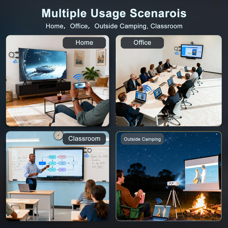 Wireless HDMI Display Adapter, 4K Decoding 1080P@60Hz Screen Mirroring Cable, Plug and Play No WiFi/App/Bluetooth, 5G Dual Band AirPlay Miracast Dongle for iPhone Android PC to TV Projector Monitor Black