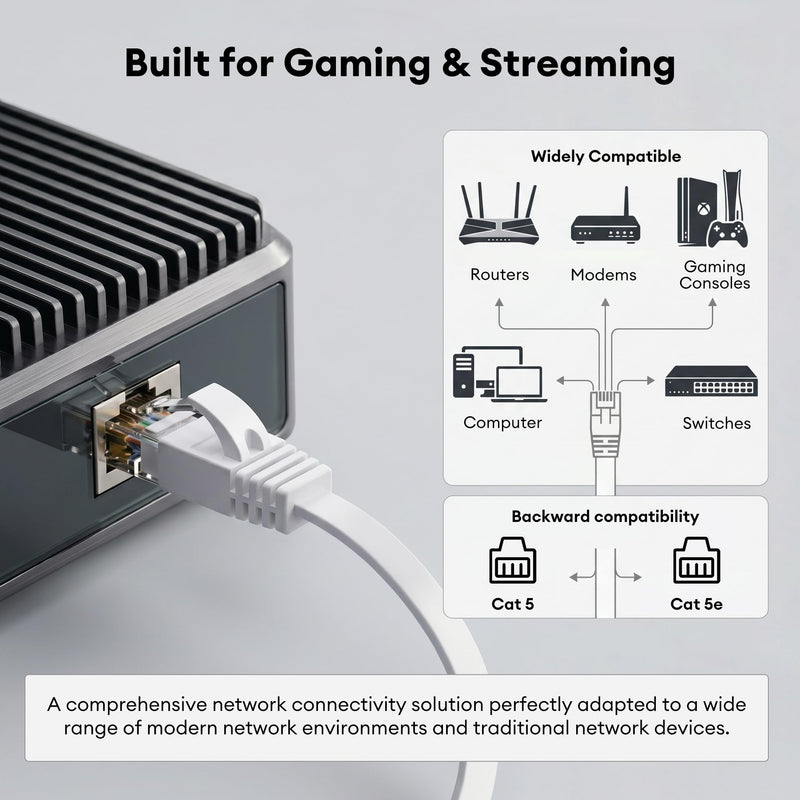 Molltto Flat Cat 6 Ethernet Cable 10 FT 2 Packs, 10Gbps Cat6 LAN Cable | High Speed Pure Copper Flat LAN Internet Cable for Gaming, TV, Laptop, Xbox, Modem, Router, Network Wiring 10FT