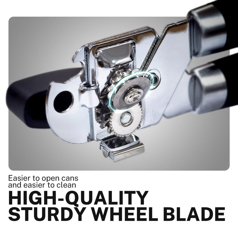 2Pcs Can Opener with Magnet Crank Can Openers Manual,Heavy Duty Commercial Can Opener with Rubber-coated Long Handles