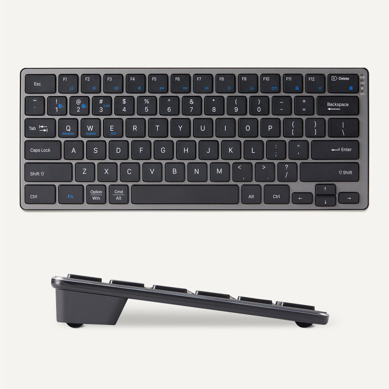 Amazon Basics Tablet Wireless Keyboard, Portable Compatible w/PC, MacOS, Laptop, Smartphone, Tablet
