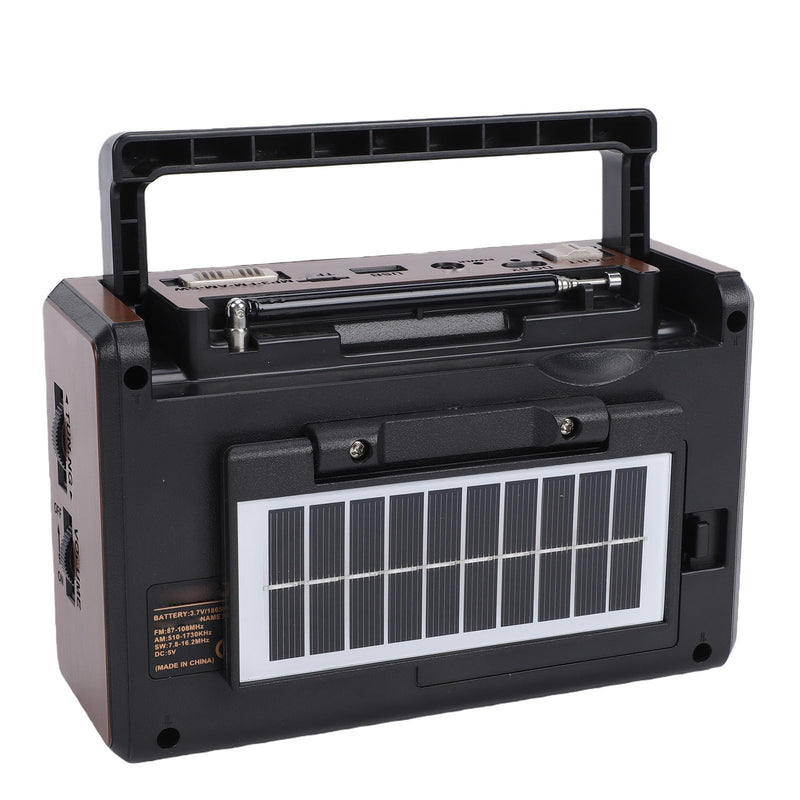 Bewinner Retro Portable Radio | Solar Powered, AM/FM/SW Receiver with USB/SD Playback, Built in Flashlight & Clock for Camping & Outdoor Use