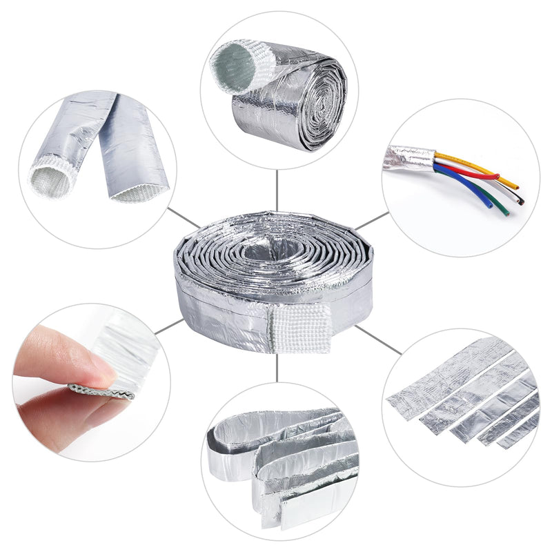 Car Aluminized Sleeving Heat Sheathing Roll - Heat Radiant and Prevent Vapor Lock Heat Shield for Brake Cable/Fuel Line/Spark Plug (1inch(I.D. Wide) - 72'') 1inch(I.D. Wide) - 72''
