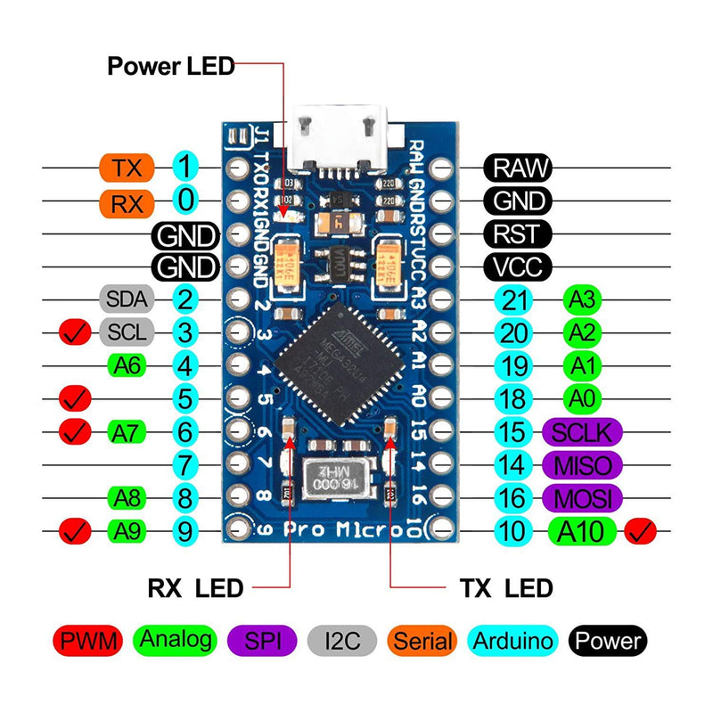 3PCS Pro Micro 5V 16MHz Module Board 2 Row Pin Header for Arduino Mini Leonardo Pro Micro *3