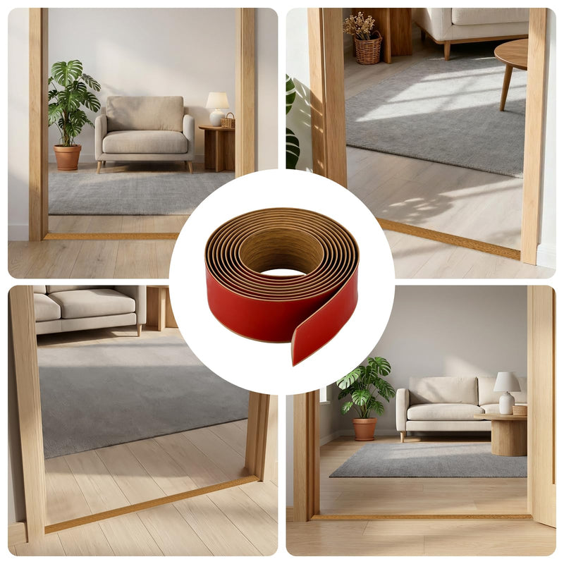 Vinyl Floor Transition Strip, Self Adhesive Floor Cover Strips PVC Laminate Threshold Strip Bar Flat Divider Strip for Floor Gaps, Doorways Threshold, Carpet, 2" Wide (Light Brown Wood Grain, 20Ft) Light Brown Wood Grain 1