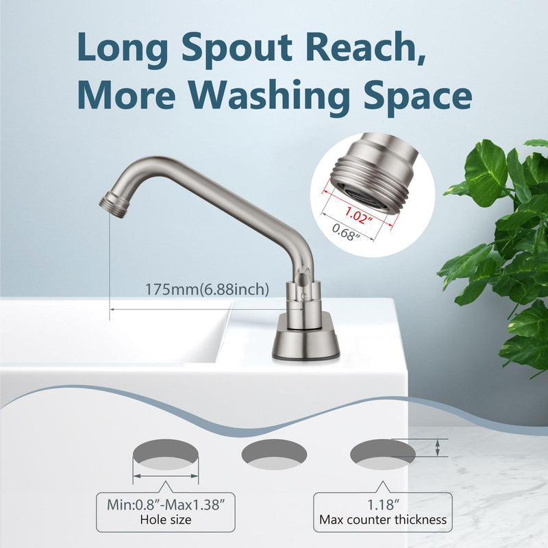Aolemi Utility Sink Faucet 4 Inch Centerset, Laundry Sink Faucets with Swivel Spout and 3/4" NPT Threaded End, Dual Handle Faucet for Laundry or Utility Room, Brushed Nickel