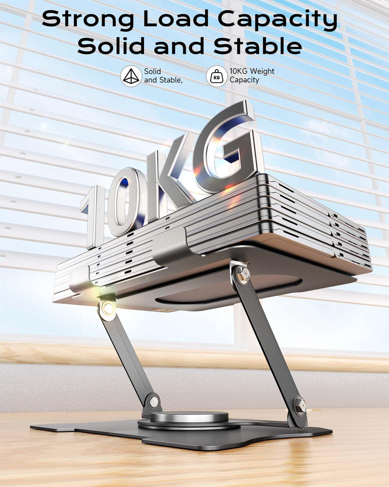 Foldable Cooling Laptop Stand, 360° Rotatable Monitor Riser, Installation-Free Desk Holder for Tablet