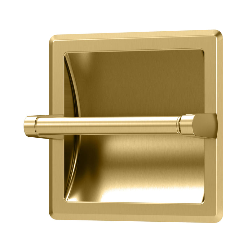 Gatco 753 Recessed Pivoting Toilet Paper Holder, Wall Mounted, Heavy Duty Metal Tissue Holder for Bathroom – Available in Brushed Brass