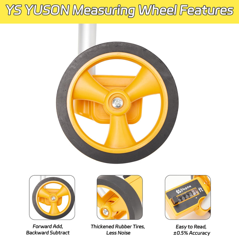 Rolling Measuring Wheel in Feet, Digital Measuring Wheel for Construction, Walking Measuring Wheel, Measure Wheel with Tape Measure and Level Ruler, One Key to Reset, 4 Inch, Up to 9999Ft 4 Inch Basic Set