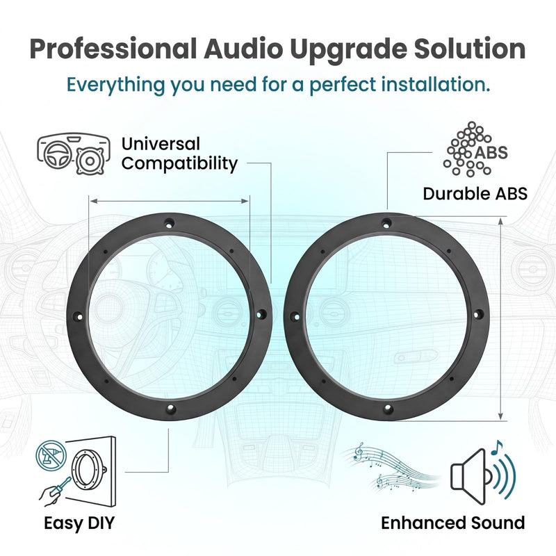 2 PCS 6 inch Car Door Speaker Mounting Ring Spacer Adapter, Speaker Spacer 6 Inch Adaptor Ring Mounting, Bracket Plastic Car Stereo Speakers Spacer, Universal for Cars/Trucks/SUVs 2 PCS 6"