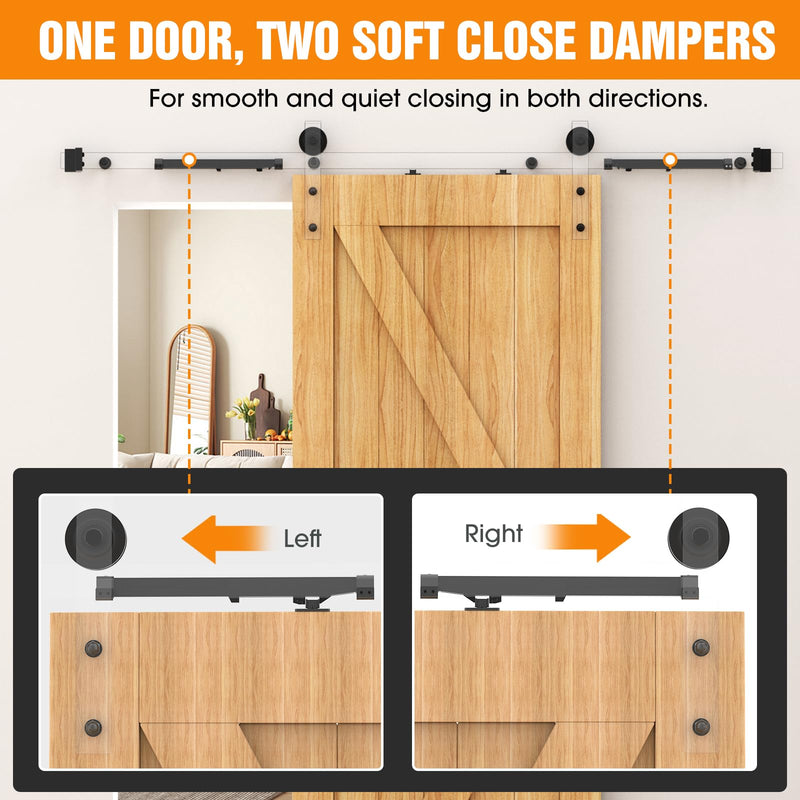 Barn Door Soft Close Kit,Matching 88-132 Pounds Single Door,Barn Door Buffer Damper Stopper is Suitable for Most Flat Track Sliding Door Systems,Upgrade Hole-Free Version, 4PCS Black 4Pcs