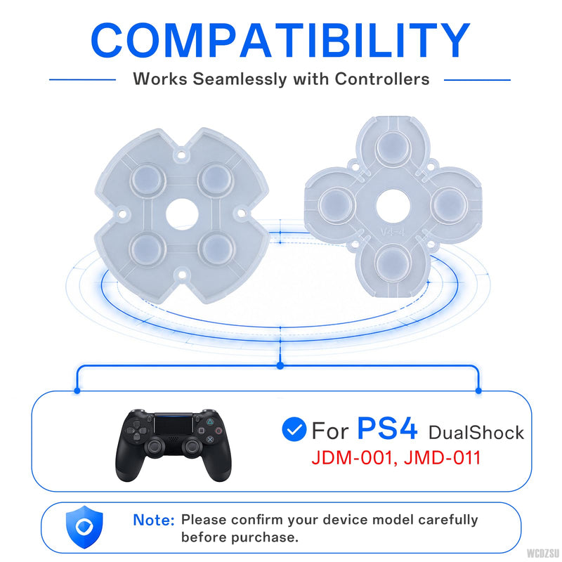 WCDZSU Conductive Rubber Pad Replacement for PS4 JDM-001 JDM-011 Controller | Silicone Adhesive Rubber Button Contact Keypads for DualShock D-Pad and ABXY Buttons Restoration with Tool Kit
