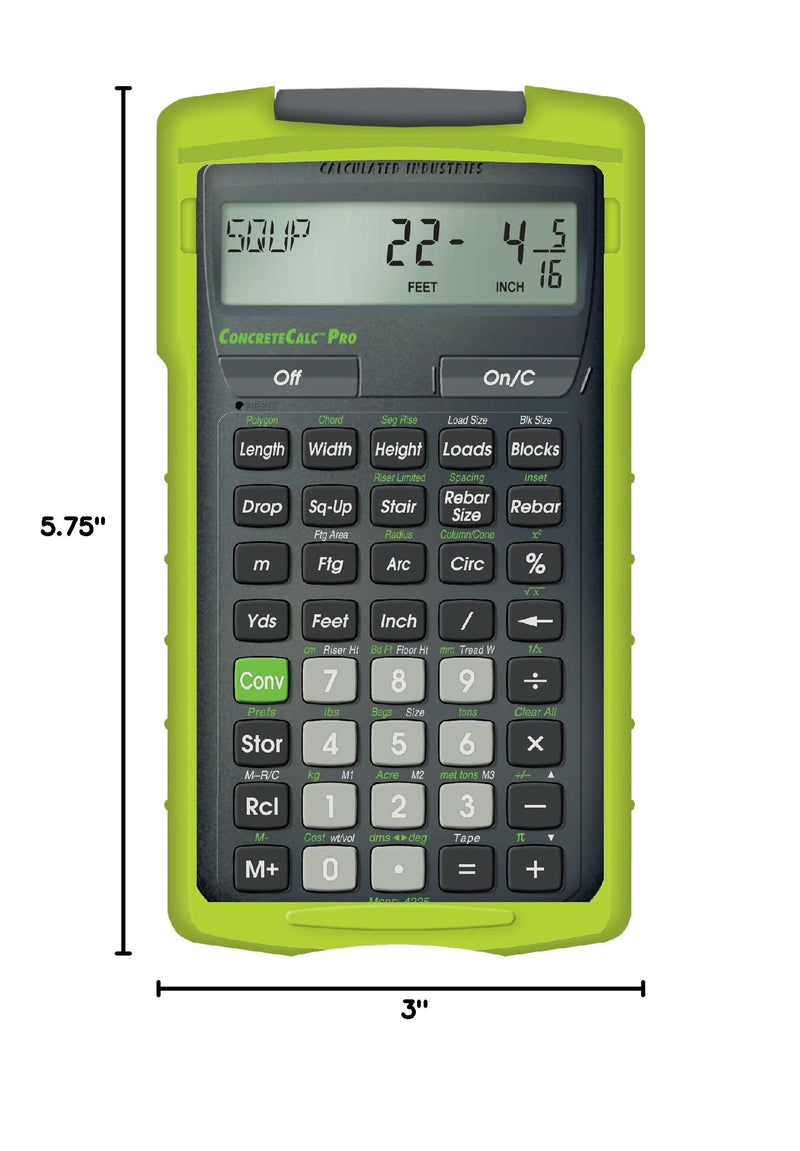 Calculated Industries 4225 ConcreteCalc Pro Advanced Feet-Inch-Fraction, Metric Construction-Math Calculator Tool for Concrete, Masonry, Paving Contractors and Estimators