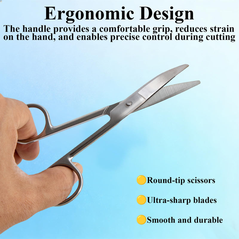 2 Pack Premium Ostomy Scissors, Curved Blunt-Tip Medical Scissors Surgical Steel Shears, Small Bandage Scissor for Stoma Bag & Bandage Care, Nursing, Home & Veterinary Use Sliver a 2