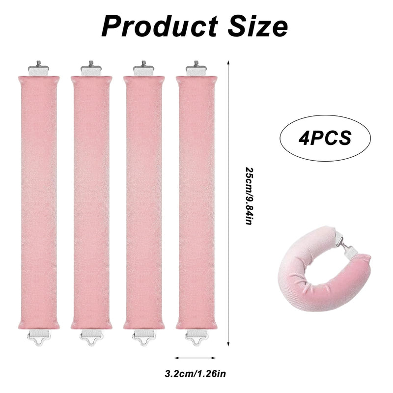 4PCS Heatless Curlers Set,Heatless Curling Rod Overnight,heatless curl rods | Heatless Hair Curlers,Soft Hair Roller Rods with Hook,Heatless Curling Set,Overnight Curls Hair Curlers,heatless curling rods