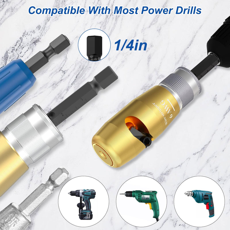 9Pcs Wire Twister Tool for Drill,YIHANGYE Wire Stripper for Drill,for 6-8-10-12-14 Gauge Electric Wire Stripper,Drill Wire Twister With 2Pcs Metal and Plasticwire Twisting ToolWire Connectors Nuts 9pcs