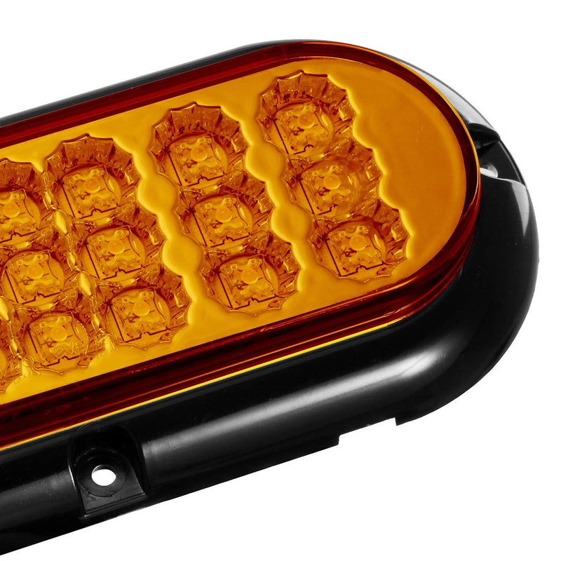 Partsam 2Pcs 6-1/2" Oval Amber Led Trailer Lights 21 LED Flange Mount w Reflectors Turn Signal Park Side Marker LED Light for Truck Trailer Trail Bus 12V LED Trailer Parking Light w Chrome Bezels