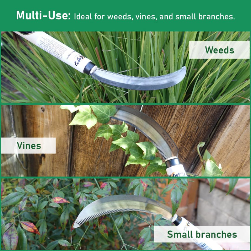 Japanese Serrated Sickle for Gardening - Compact & Lightweight, Wooden Handle (Set of 3) Set of 3