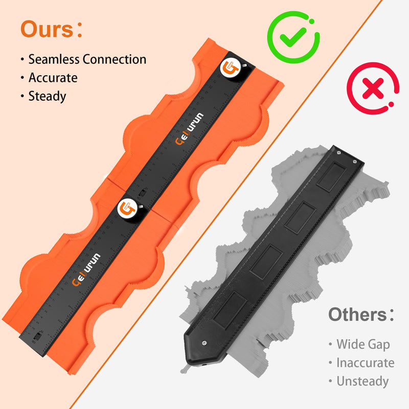 Contour Gauge 10+10 Inch Unlimited Connection Profile Tool with Lock, Valentine's Day Gifts for Men Husband Him, Super Contour Duplicator Woodworking Tools Construction Outline Angle Measuring Tool Unlimited 10+10 Inch