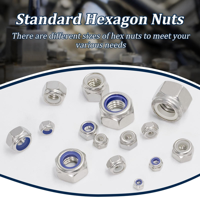SAE & Metric Nylon Insert Lock Nuts Kit(348Pcs),6#32 8#32 10#24 10#32 1/4-20 5/16-18 3/8-16 1/2-13 M3 M4 M5 M6 M8 M10 M12 304 Stainless Steel Locknuts Sets SAE and Metric Locknuts, 348 Pcs