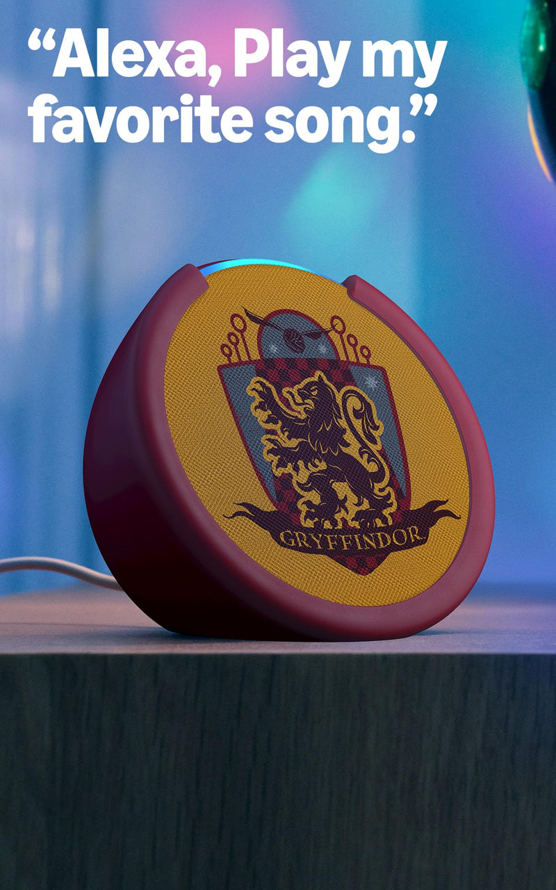 Amazon Echo Pop (newest model) | Officially Licensed Harry Potter Hogwarts Houses | Gryffindor