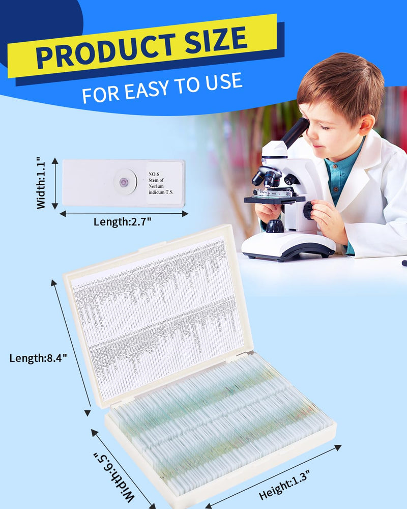 120-Pcs Microscope Slides with Specimens,Plant, Animal, Algae,etc,Educational Microscope Slides and Covers for Young Scientists,Perfect for Biology Class and Experiments 120pcs