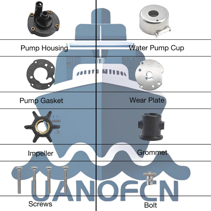 763758 Water Pump Impeller Kit for Johnson Evinrude OMC 5.5HP 6HP 7.5HP Outboard Models 778166 391391 For 5.5HP 6HP 7.5HP